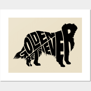 Golden retriever black Posters and Art